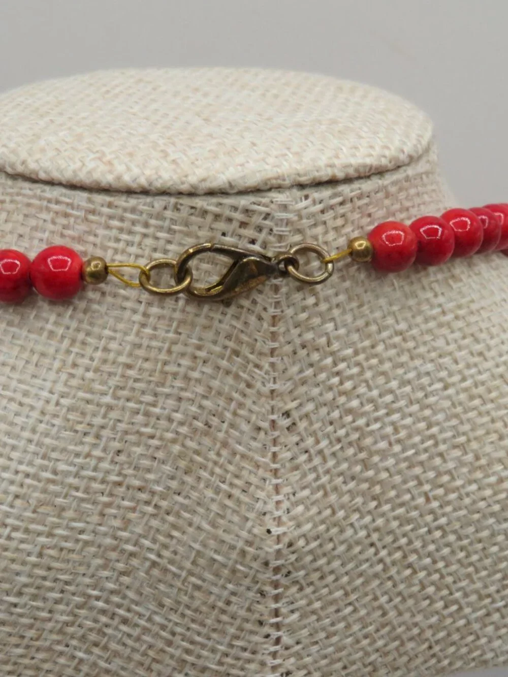 Red Rose and Large Tear Drop Beaded Statement Necklace